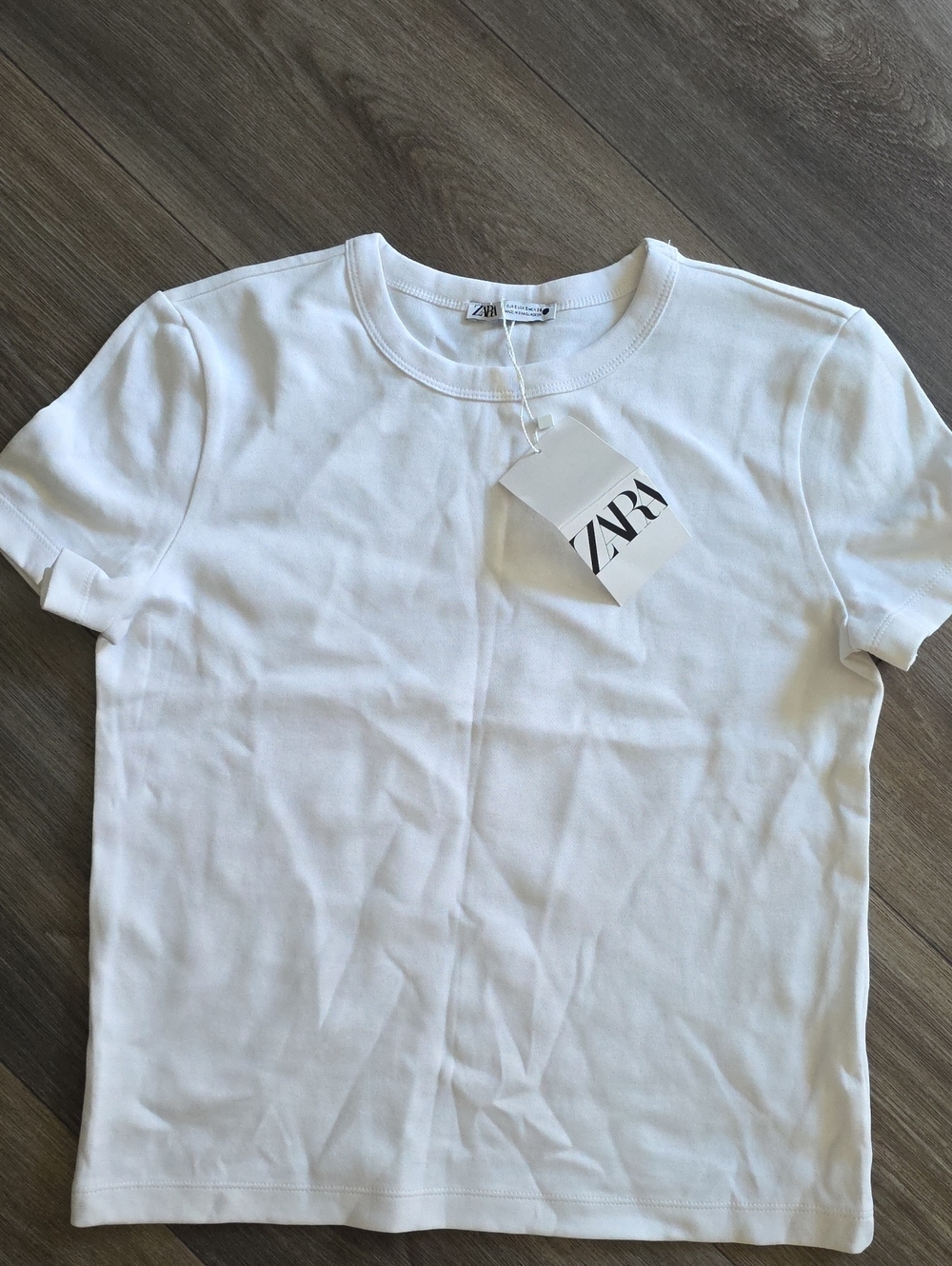 Zara White Short Sleeve Crew Neck Tee